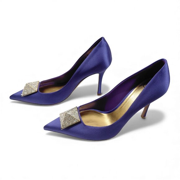 Valentino Garavani Womens One Stud 100mm Violet Satin Pumps -Size EU 38- (0574) - Picture 16 of 16